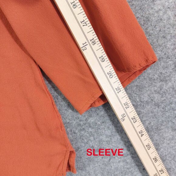 Reba Woman 2X Boho Peasant Top Burnt Orange Lace-Up Paisley Tunic Blouse - Picture 6 of 9